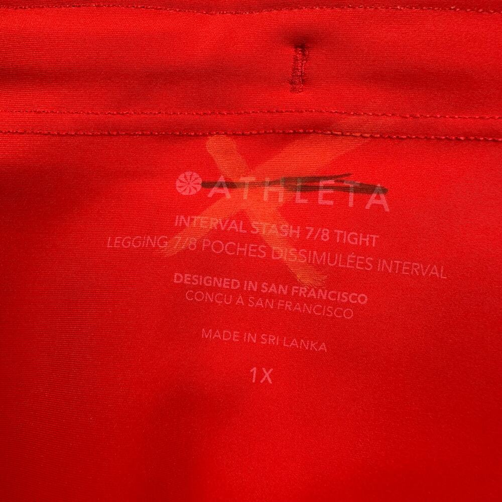 Athleta Leggings Womens 1X Red Interval Stash Pocket 7/8 Workout Gym Sporty Run - Picture 4 of 12